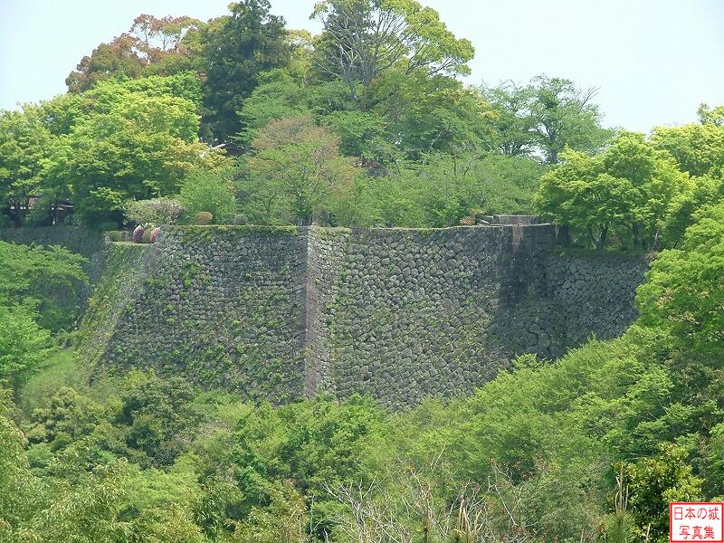 岡城 西の丸 家老屋敷 家老屋敷(覚左ヱ門)付近から見る三の丸高石垣