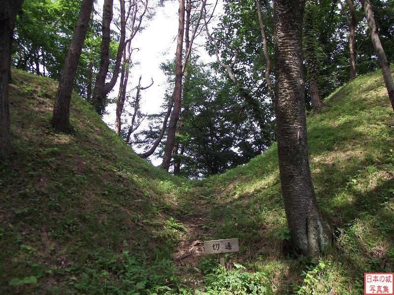 檜山城 三の丸 三の丸から城下方向を隔てる堀切