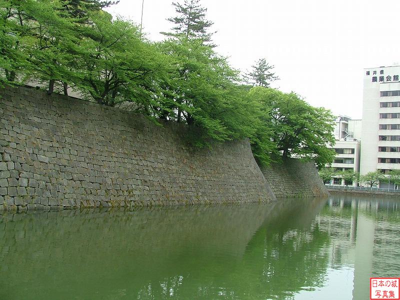 福井城 廊下橋 廊下橋から北側の石垣を見る
