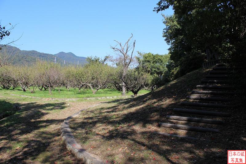 林田陣屋 陣屋跡 石段を登ったところ。右側に高台がある。