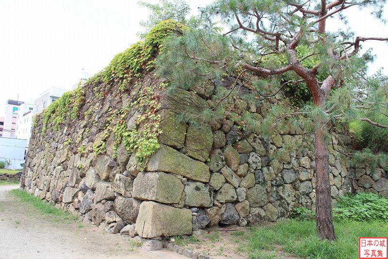 姫路城 埋門跡（外郭） 埋門を内側から。右側（西側）の石垣。