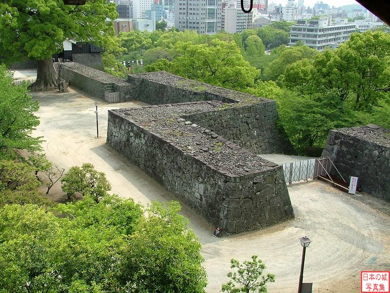 熊本城 数奇屋丸 二階御広間 数奇屋丸から見る西櫓門