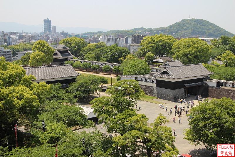 熊本城 西大手門 宇土櫓から西大手門などを見る