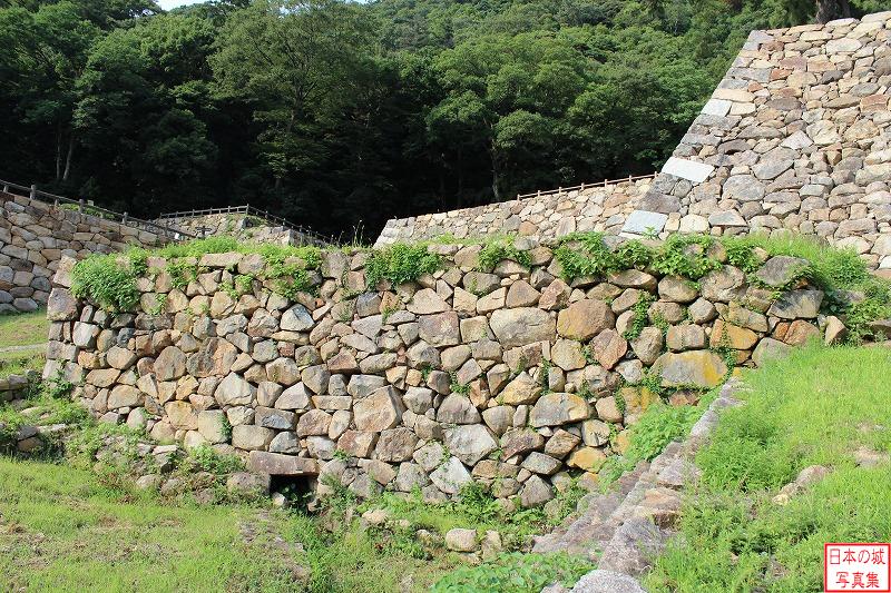鳥取城 表御門跡へ 通路正面の石垣。石段が見える