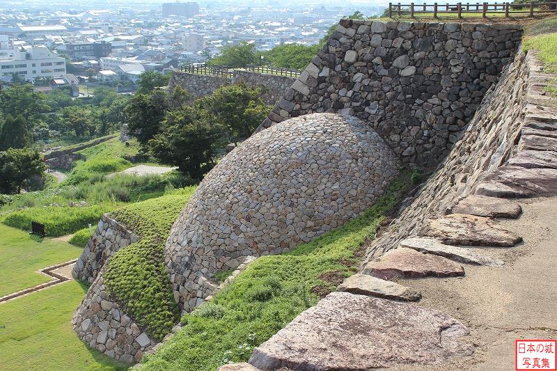 鳥取城 天球丸巻石垣 巻石垣を天球丸から見下ろす