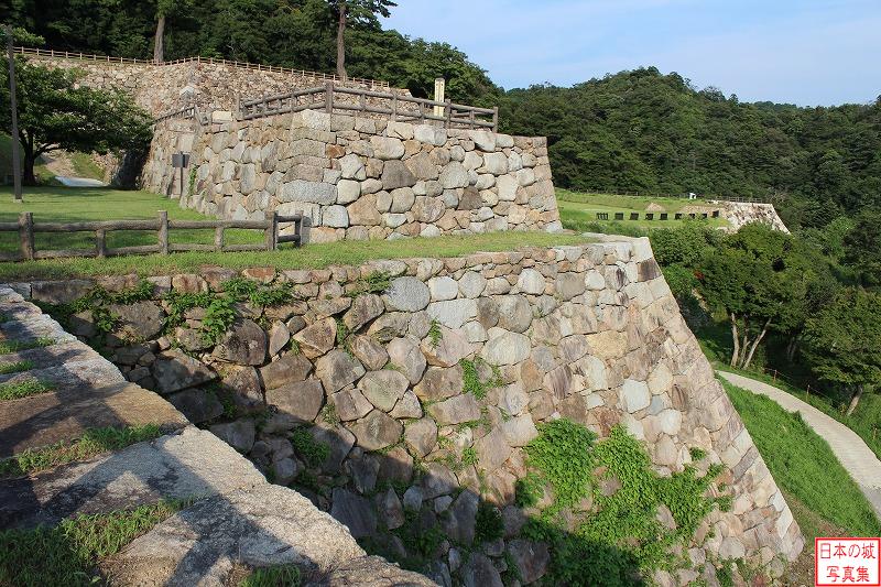 鳥取城 二の丸南側 二の丸南側石垣。菱櫓跡石垣が見える。