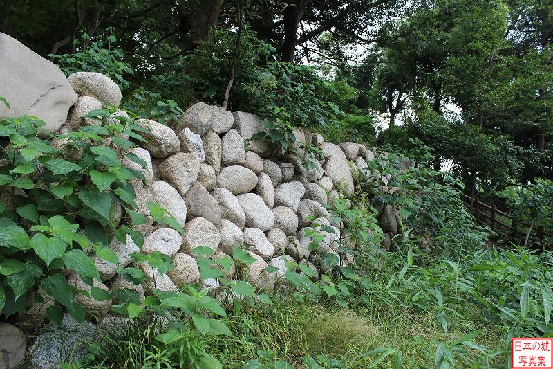 神戸城 天守台石垣 天守台の南面から伸びる石垣