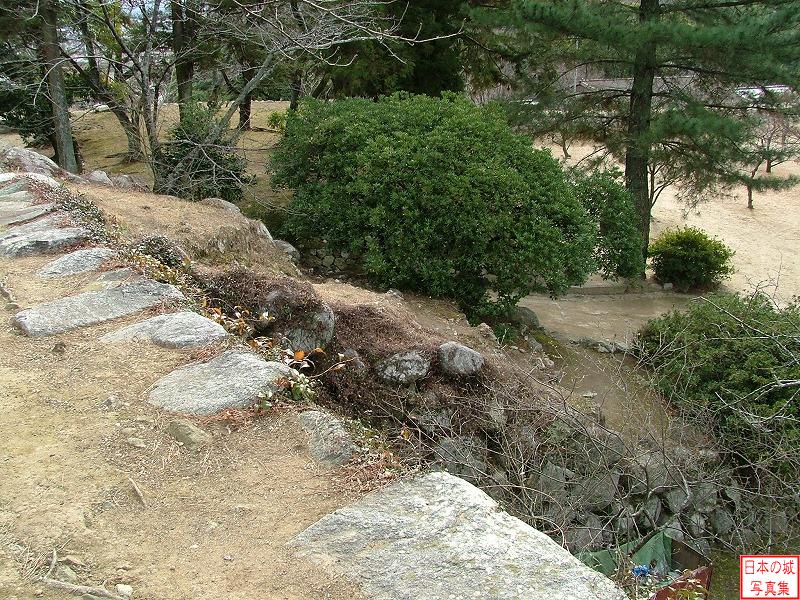 松坂城 天守 天守からきたい丸へ降りる階段跡か。現在は崩れている。