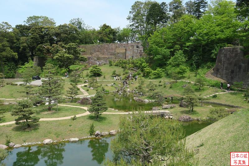 金沢城 玉泉院丸庭園 玉泉院とは二代・前田利長正室の名で、慶長19年(1614)に屋敷が建てられた。その後元和9年(1623)に玉泉院は死去し、その後玉泉院丸と呼ばれ庭園が造られた。