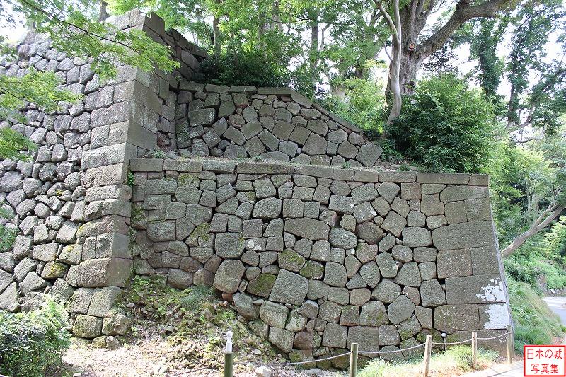 金沢城 薪の丸石垣 いもり坂から見る薪の丸の石垣
