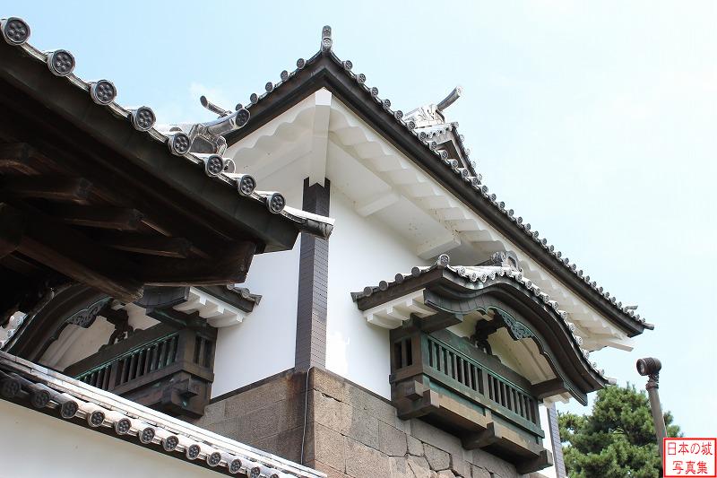 金沢城 石川門 石川門右手のようす。櫓門の横面が見える。