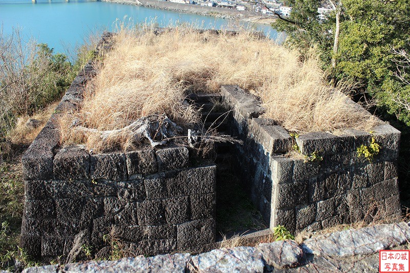 新宮城 出丸 出丸。立ち入りができないが、熊野川の上流、下流（河口）が見渡せるという。