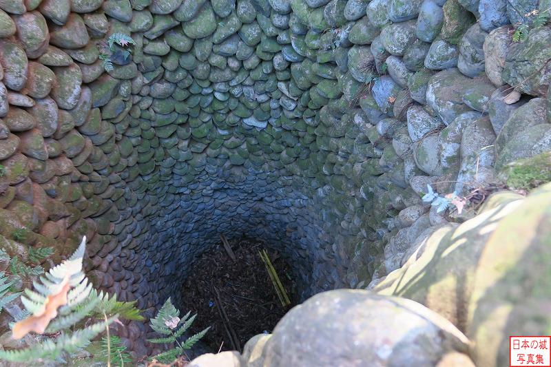滝山城 本丸 井戸の中を覗くと石積みが組まれていて、相当な深さがある…