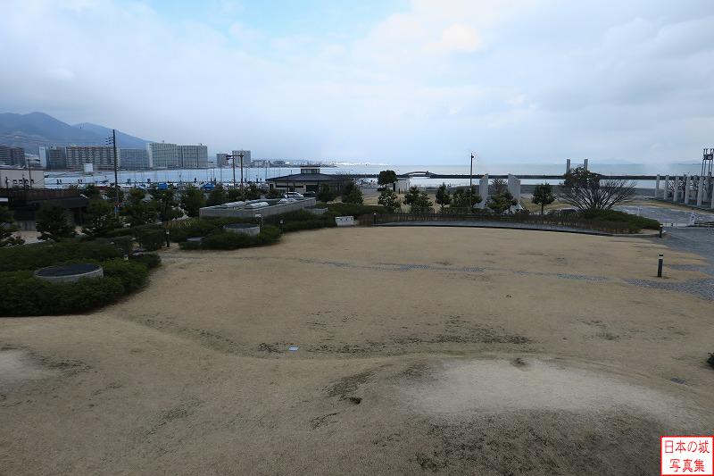 大津城 本丸跡のようす かつての本丸は現在の浜大津駅の北側にあった。