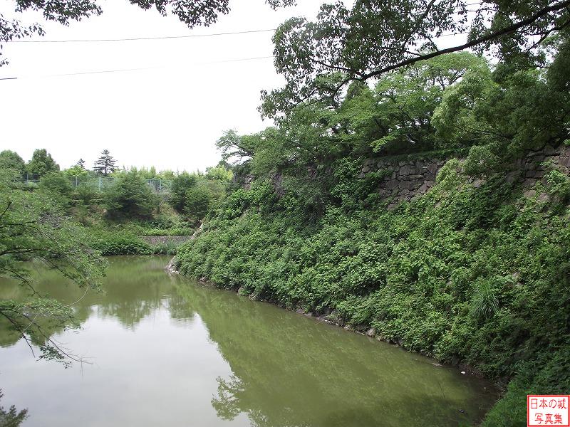 大和郡山城 竹林橋跡 竹林橋から見る本丸石垣（左側）