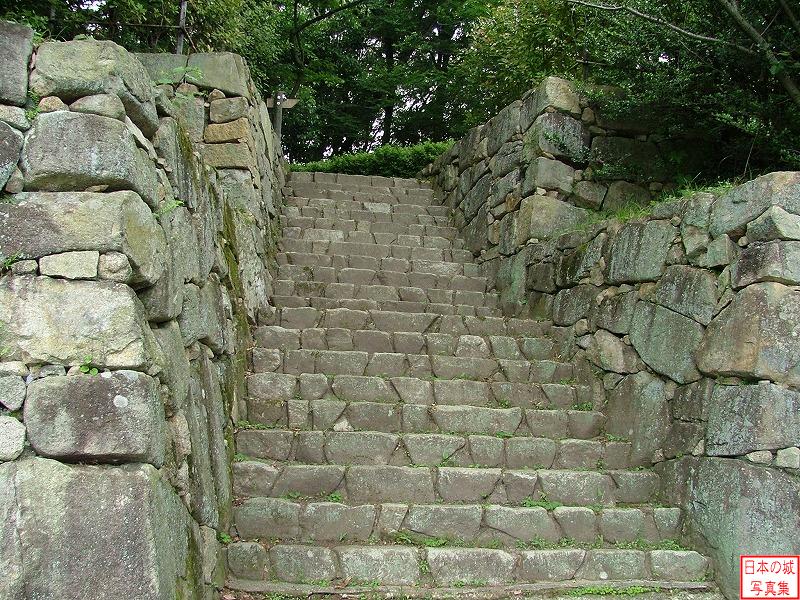 亀居城 有の丸以東 松の丸跡への石段