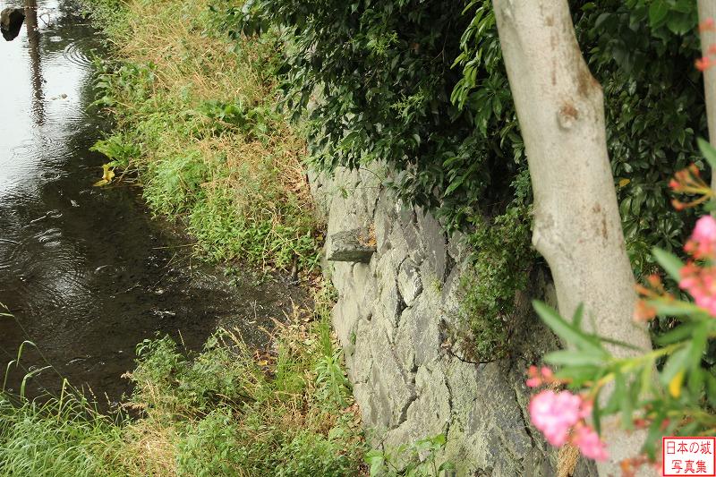 徳島城 舌石 舌石。この石に支柱を立て、その支柱を支えに塀が設けられていた。舌石は徳島城にしか見れない遺構。