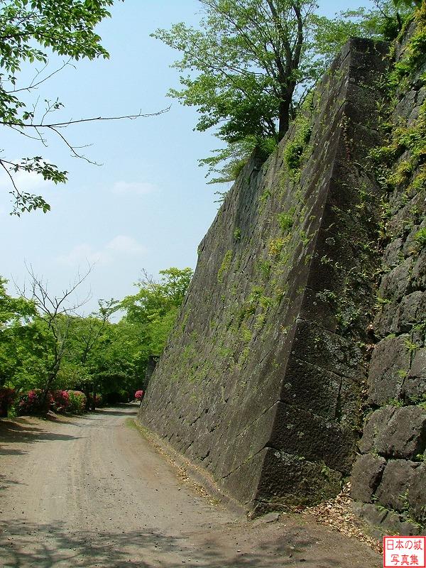 本丸南側の通路から見る本丸西端の石垣(三重櫓跡)