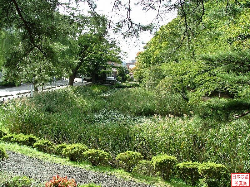 久保田城 松下門跡 唐金橋付近から見る池