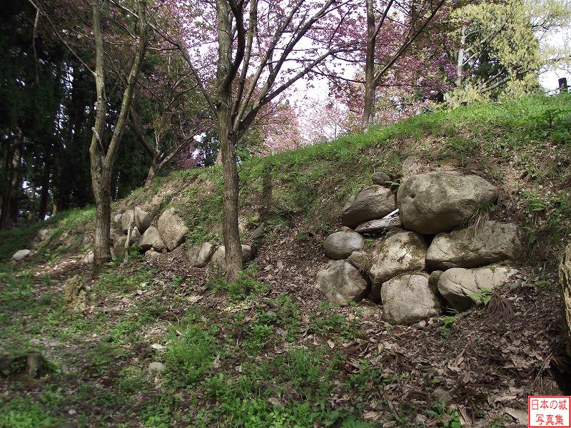森寺城 二の丸 二の丸への登り道脇に残る石垣