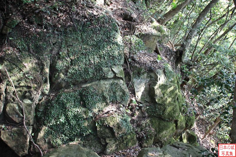 岸岳城 三の丸 堀切の両面は岩石である。この岩石を削って堀切にしたのか？
