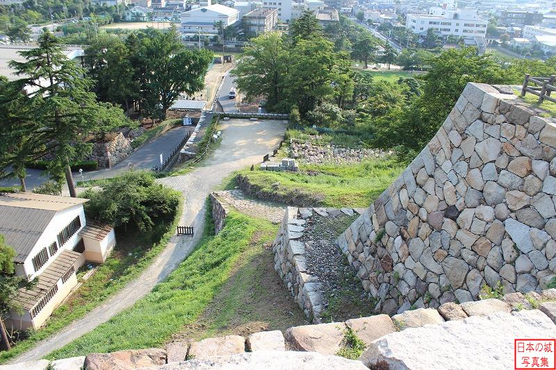 鳥取城 三の丸 二の丸から三の丸方向を見下ろす