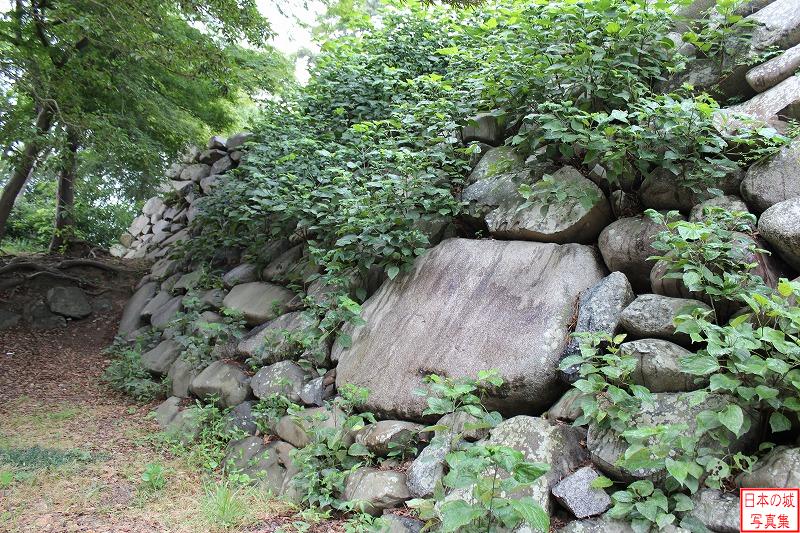 神戸城 天守台石垣 天守台石垣の東面。石垣には巨石も用いられている