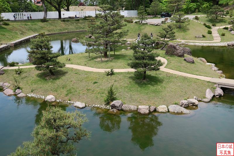 金沢城 玉泉院丸庭園 兼六園は対外用途の庭園であったが、玉泉院庭園はプライベートな役割であった。