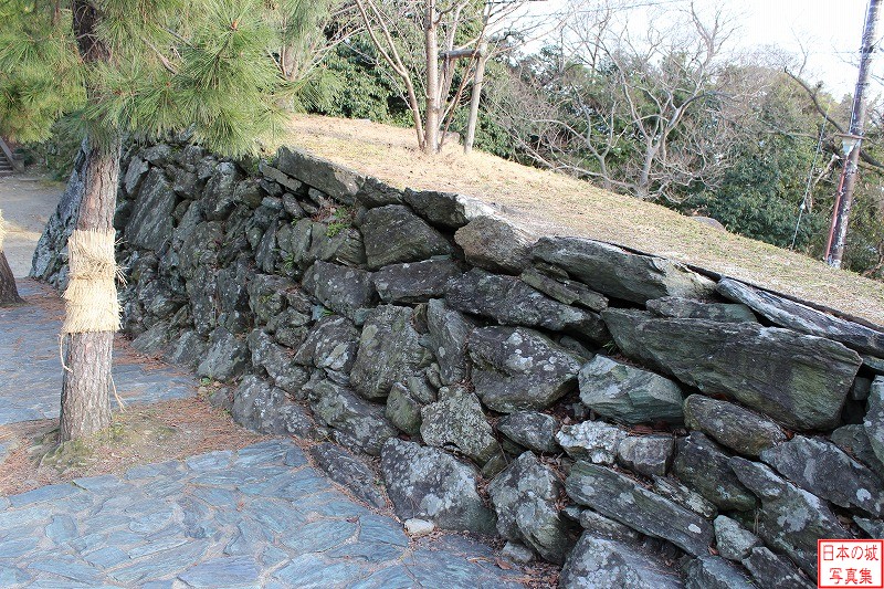 和歌山城 一の門跡 2回直角に曲がった左手の石垣を見下ろす