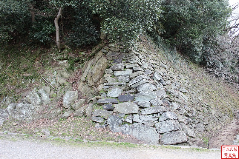 和歌山城 一中門跡 一中門跡を通り過ぎたあたりの石垣