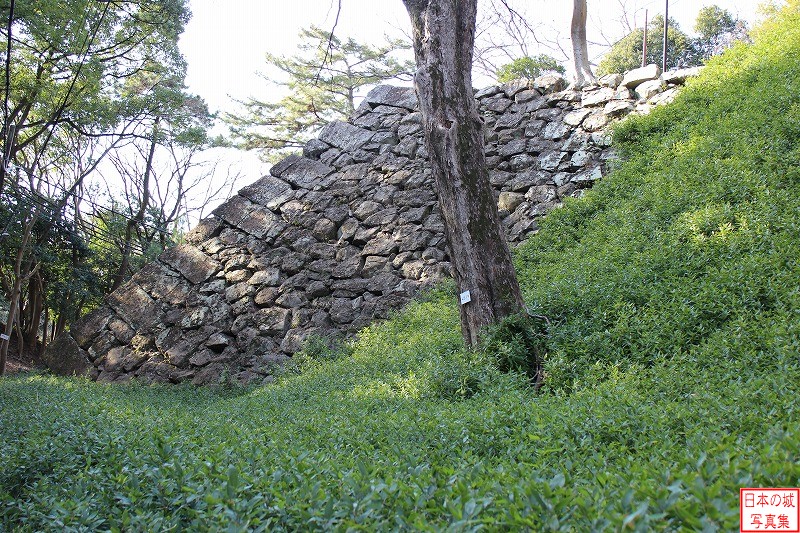 和歌山城 新裏坂 新裏坂付近の石垣。不明門跡から新裏坂を登ると天守曲輪に至る。