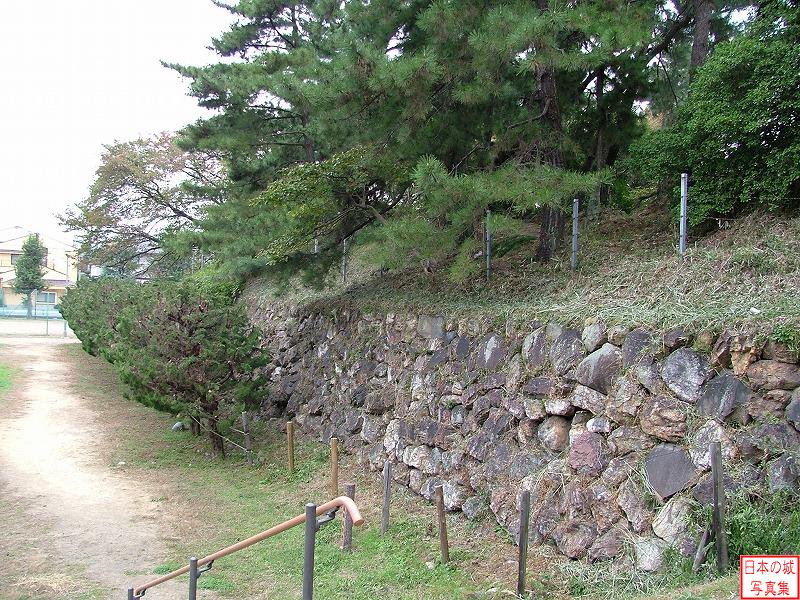 本丸南面の石垣。往時は水堀に面していた