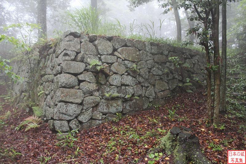 妻木城 山頂部二の曲輪 石垣の殆どは昭和四十年代に積み直されたもの。