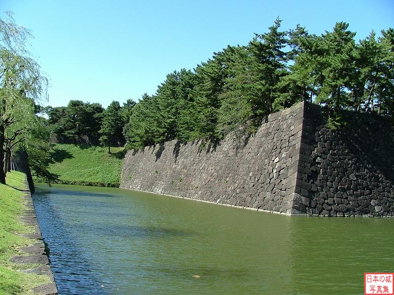 江戸城 桜田門高麗門 桜田門付近から見る西の丸石垣