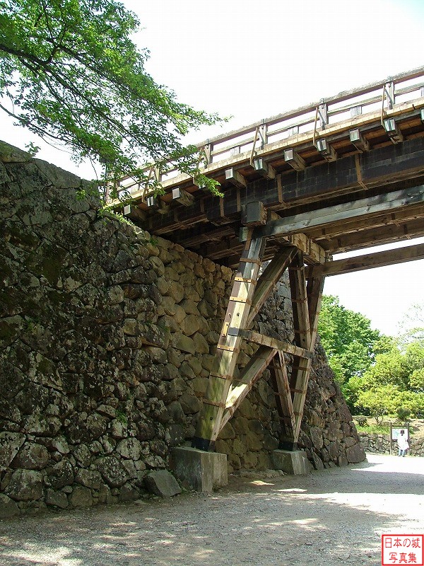 彦根城 天秤櫓・廊下橋（表門側） 廊下橋と鐘の丸側の石垣