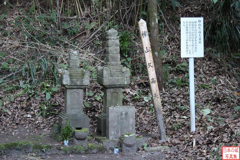伊作城 多宝寺跡 樺山久高夫妻墓。樺山久高は薩摩藩の琉球出兵の総大将を務めた。