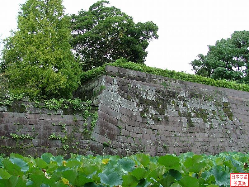 本丸の水堀と石垣