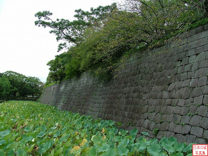 本丸の水堀と石垣