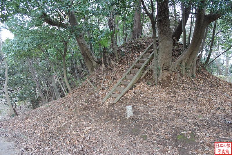 臼井城 本丸 虎口脇の台。櫓のようなものがあって、土橋に睨みを利かせていたか？