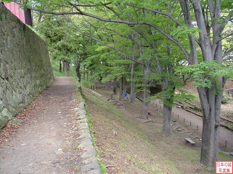 上田城 二の丸堀 二の丸橋から見た二の丸堀のようす