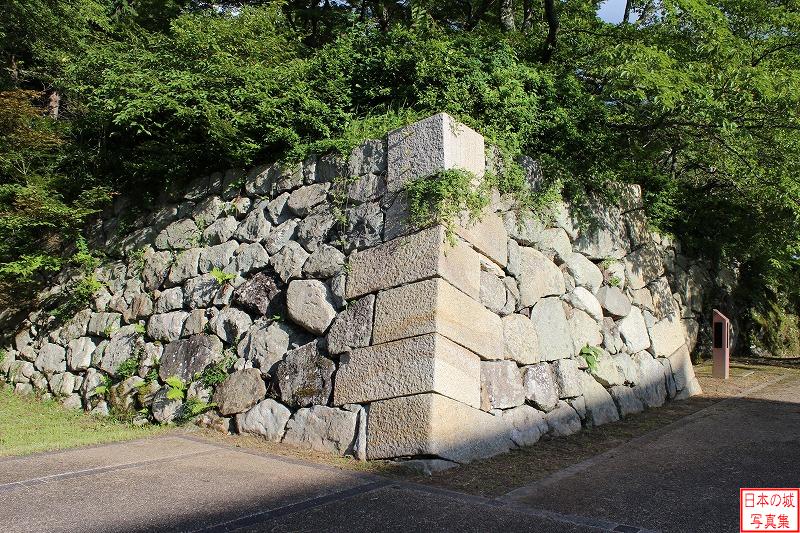 篠山城 本丸 二の丸からみる本丸の石垣。二の丸の東隣に本丸がある。